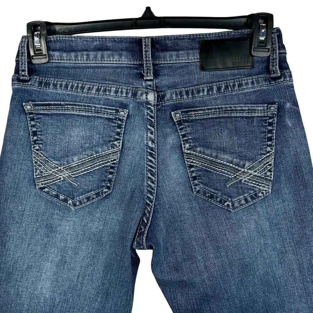 BKE SZ 30x30 Mens Mason Jeans Stretch Zip-Fly Pocket Whiskered Straight Leg Blue